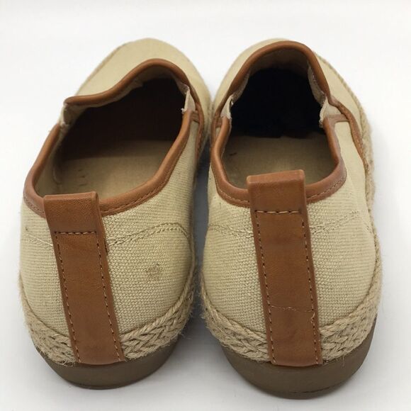 Bass Sage canvas slip on shoes loafers tan / cream with leather trim Size 5.5 M - Picture 8 of 14